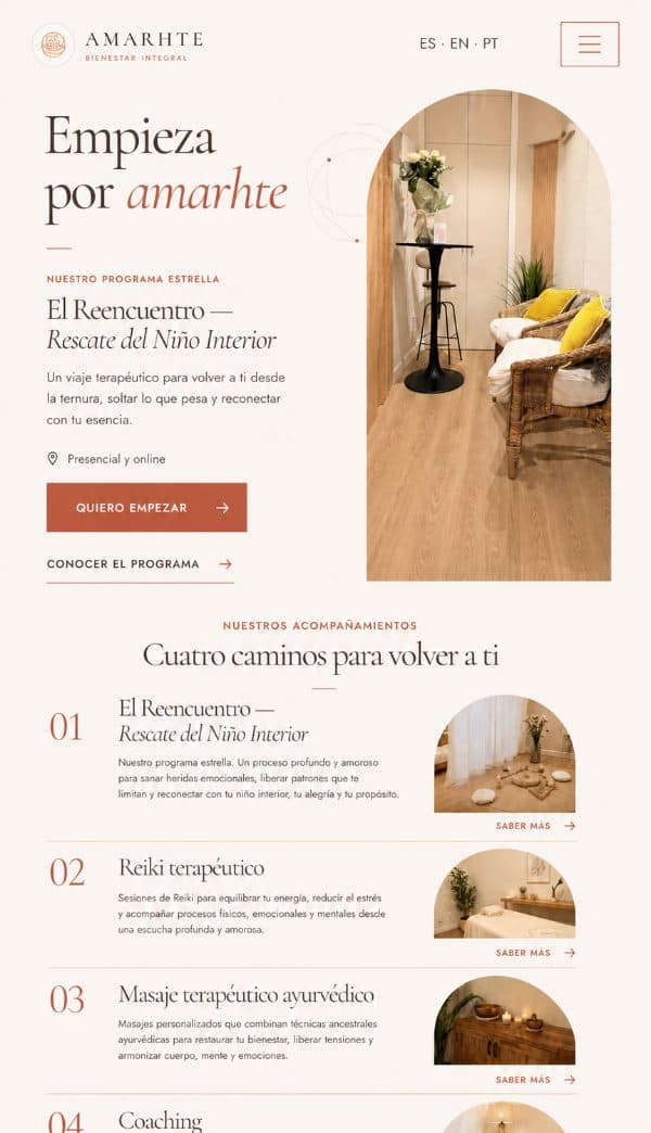 Amarhte home page on a phone